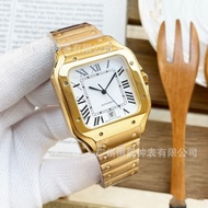 Real Shot❤ Elegant Santos Watch Dumon Roman Series Automatic Mechanical Watch Couple Model Fashion B
