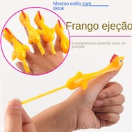 Douyin Same Style Catapult Chick TPR Fun Tricky Soft Rubber Toy Launch Turkey Catapult Chick Catapul