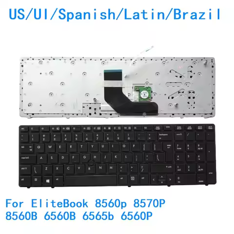 New US UI Spanish Latin Brazil Laptop Keyboard For HP EliteBook 8560p 8570P 8560B 6560B 6565b 6560P 