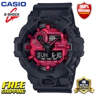 Original G-Shock GA700 Men Sport Watch Japan Quartz Movement Dual Time Display 200M Water Resistant Shockproof and Waterproof World Time LED Auto Light Sports Wrist Watches with 4 Years Warranty GA-700AR-1A (Free Shipping Ready Stock)
