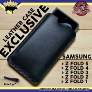 leather pouch samsung z fold 4 z fold 3 z fold 2 exclusive - black hp pakai casing