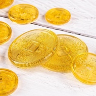 Citrine Copper Coin Qianlongtongbao Coin Ornaments Lucky Fortune Mascot Crystal Copper Coin Ornament