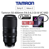 (New) TAMRON 50-400MM F/4.5-6.3 Di III VC VXD LENS FOR SONY FE MOUNT/NIKON Z MOUNT ORIGINAL (3 YEARS