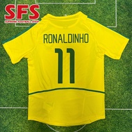 【SFS】 Top Quality Retro 2002 Brazil RONALDINHO No.11 Soccer Football Jersey T-shirt Sports Jerseys F