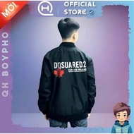 Áo Gió 2 Lớp Cao Cấp Mi ná Lô Lá ĐỏÁo Khoác Gió DSQ Cổ Bo Gân Khóa Bạc Đủ tem Mác Chuẩn Hàng Hottren