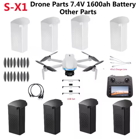 LARC S-X1 Drone Battery S-X1 GPS RC Drone Spare Parts 7.4V 1600Mah Battery Propeller USB X1 Remote C