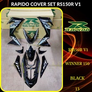 RAPIDO COVER SET RS150R/RS150 V1 WINNER 150 (13) BLACK (STICKER TANAM/AIRBRUSH) COVERSET