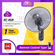KDK Wall Fan KC4GR (16 Inch - fan blade) Remote Control Type - Black, 3 Speed, KC-4GR