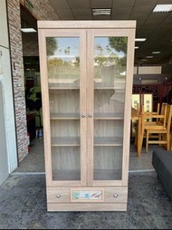 香榭二手家具*全新精品 幸運草橡木色玻璃門3尺下抽書櫃-櫥櫃-置物櫃-展示櫃-收納櫃-公仔櫃-餐櫃-收藏櫃-飾品櫃-酒櫃