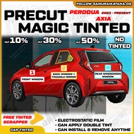 🪞 PRECUT Magic Tinted For Perodua Axia 2023-Present Removeable Reusable Car Window Solar Film Tinted