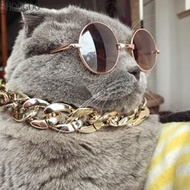 SHOOGOO Chain Dog Collar, Cat Dog Gold Necklace Chain Collar Pet Necklace, Fashion Adjustable Gold C