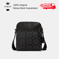 [Luxuco] COACH 4010 Houston Flight Bag In Signature Canvas Sling Beg Lelaki Crossbody Black