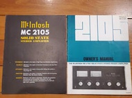70年代MCINTOSH MC2105晶體後級擴大機使用者說明書+目錄