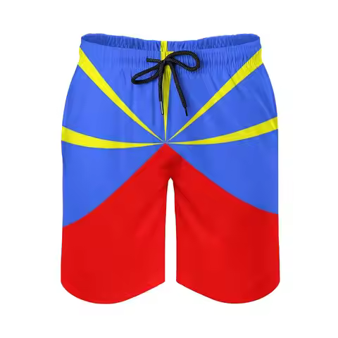 Anime Men's Beach Shorts Reunion Island-974 Magnet Loose Stretch Causal Casual Graphic Hawaii Pants