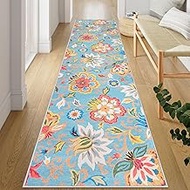 Beeiva Floral Kitchen Runner Rug Non Slip, Vintage Colorful 2.5x12 Washable Runner Rug Ultra Thin, F