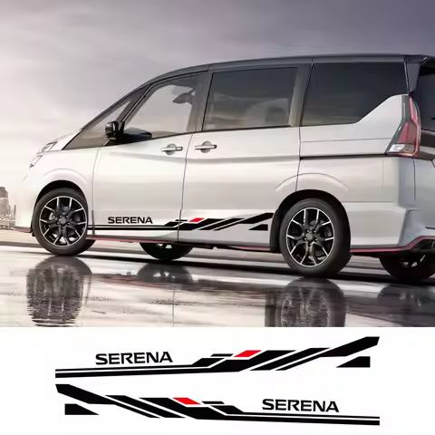 2PCS Car Side Door Stickers For Nissan Serena C23 C24 C25 C26 C27 Accessories Tuning Long Stripes Gr