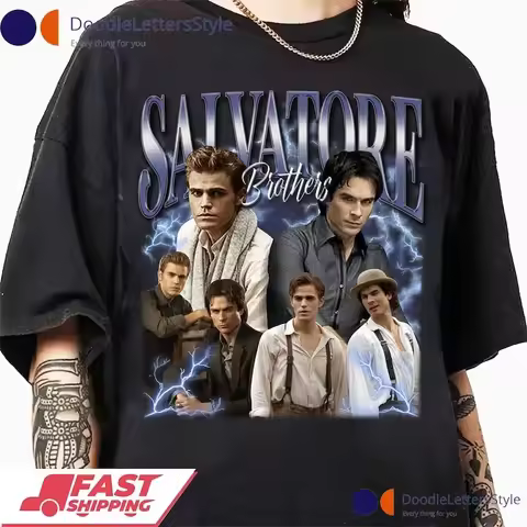SALVATORE BROTHERS Ian Somerhalder Shirt Damon Stefan Paul Wesley Brothers