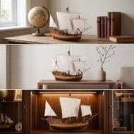 Wooden Ship Model Kit Diy Sailing Ship Model Kit with Stand Self-Assembled Detailed for Hobbyists, S