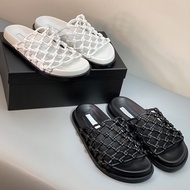 HRYF Alaia Woven Sandals Women 2025 Summer New Design Hollow Sheepskin Fishnet Beach Fashion Flat Ro