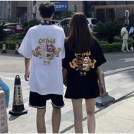 New 100% Cotton Couple Tshirt Women Short Sleeve Loose Men Unisex Tees 2024 New Baju Tops LIVE 宽松短袖t