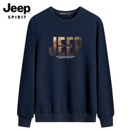 JEEP SPIRIT กีฬาและพักผ่อนแขนยาวอินเทรนด์คอกลมผู้ชายเสื้อกันหนาว