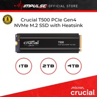 Crucial T500 PCIe Gen4 NVMe M.2 SSD with Heatsink, Up to 7,400MB/s, TLC NAND, PS5 & PC Compatible (1