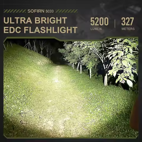 Sofirn SC33 XHP70.3 HI LED Flashlight Tactical 5200lm Powerful 21700 USB C Rechargeable Torch with T