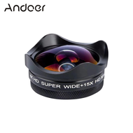 Andoer 4K Ultra HD เลนส์กล้องสมาร์ทโฟน0.45X มุมกว้าง15X Macro เลนส์ติดกล้องโทรศัพท์ Universal คลิปเข้ากันได้กับ iPhone Samsung Huawei สมาร์ทโฟน