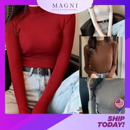 READYSTOCK Magni Sweater Wanita Lengan Panjang Mid-leher  Half Turtleneck Pullover Sweater Knitted C