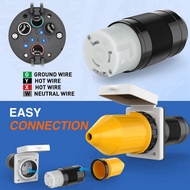 2X 50AMP RV Power Cord Twist Lock Plug with Boot Locking Cover 125/250V Female Locking Shore Replace