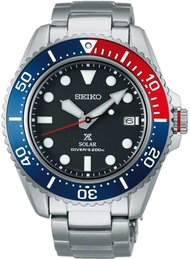 นาฬิกาข้อมือ SEIKO PROSPEX " SCUBA SOLAR " Diver 200m Automic รุ่น SNE589P1 ขอบสีดำ SNE583P1 ขอบสีเขียว SNE591P1 ขอบPEPSI ขนาดตัวเรือน 42.8 มม. หน้าปัดสีดำ ตัวเรือน สาย Stainless steel สีเงิน