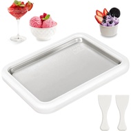 Rolled Ice Cream Maker, Frozen Yogurt Machine, Instant Cold Plate with 2 Spatulas for Kids Homemade 