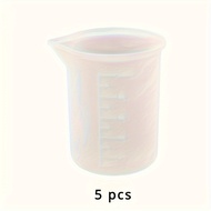 TEMU 5pcs Silicone Measuring Cups Set, 100ml Capacity, Multifunctional Kitchen Tools For Baking, Coo