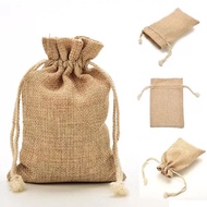 10pcs pack Drawstring burlap bag linen handmade jewelry gift burlap bag storage bag