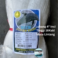 033MM X 102MM (4" Inci) X 100MD X 600ML Jaring Pukat Ikan / Mata Lintang / Isi Kosong / Warna Putih 