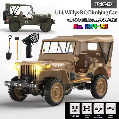 HG4-58 1/14 Willys Remote Control Climbing Car Model 2.4G Scale Alloy Simulation Truck Electric OffR