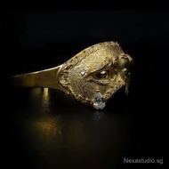 Gilded Veil | Gold Mask Ring with Tear Drop