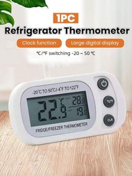 1入組冰箱冷凍庫電子數字溫度顯示器兼濕度計，超市新鮮度測量裝置，高精度掛鉤式數字溫度計