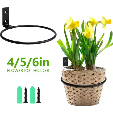4/5/6 Inch Wall Mounted Flower Pot Holder Versatile Metal Plant Hook Flower Pot Stand for Outdoor Ga