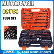82PCS/46PCS Socket Wrench Set Tool Box - Heavy Duty Auto & Motorcycle Repair Torque Tool Set