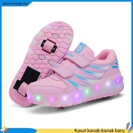 New【original】Ship Now  Kids heelys LED illuminated dual wheel high heels sneakers for children's rol