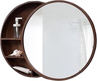 Round Bathroom Mirror Cabinet, Wall Mounted Storage Cabinet Mirror Medicine Cabinet, Wooden Storage Cabinets Organizer