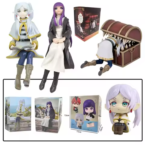 Frieren: Beyond Journey's End Sitting Pose Figures, Cute Frieren, Fern & Mimic Chest Statues Ideal f
