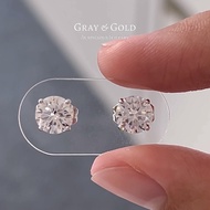 (พร้อมส่ง) ต่างหูเพชรสังเคราะห์ CZ ขนาด 7 มิล (1.25 กะรัต) ตัวเรือนอัลลอยด์ ชุบทองคำขาวโรเดียม Gray