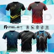 Felet Graphic Tee Rn-3549, 3553, 3554, 3565, 3570 Badminton Shirt Baju Badminton Baju Sukan Mirco fi