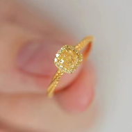 AU750 Real 18K Plated Gold Ring Yellow Zirocn Gemstones For Woman Wife Delicate Birthday Gift Presen