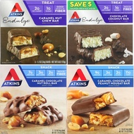 Atkins, Caramel Chocolate Nut Roll Bar, 5 Bars,  Caramel Nut Chew Bar, 5 Bars, Chocolate Coconut Bar