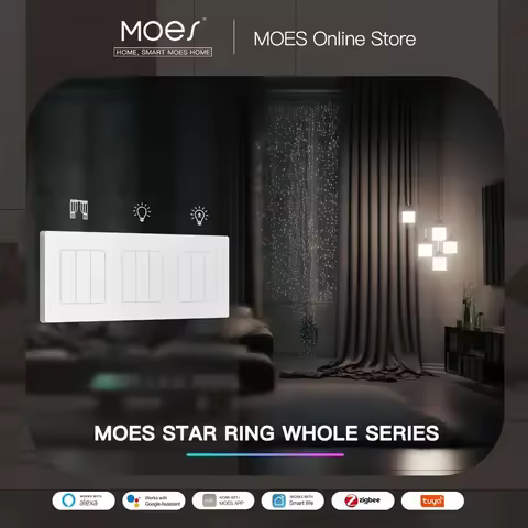 MOES Star Ring Series ZigBee Smart Light Switch Dimmer Switch and Curtain Switch Smart Life APP Work