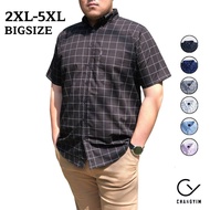 Plaid Shirt Short Sleeves Fat Man Big Size 2XL 3XL 4XL 5XL