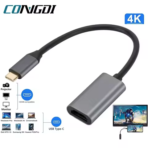 USB C To HDMI-Compatible Adapter Cable Type C 4K USB 3.1 HDTV Converter Cable For Projector PC MacBo